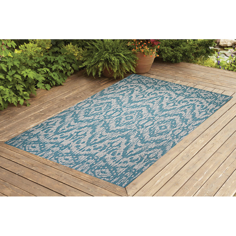 Union Rustic Starnes Turquoise Indoor/Outdoor Area Rug Wayfair